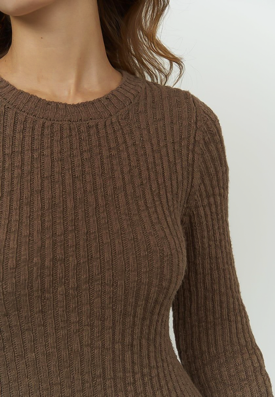 HARLOW - Organic Maxi Sweater Dress in Chocolate Brown