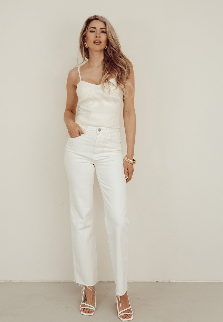 ELLA - Knit Cami Top in Off White