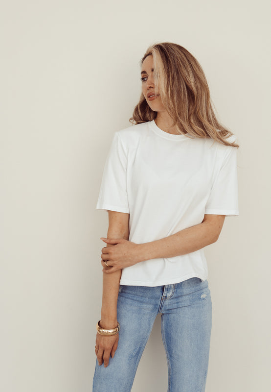 ALEX - Padded T-shirt in White