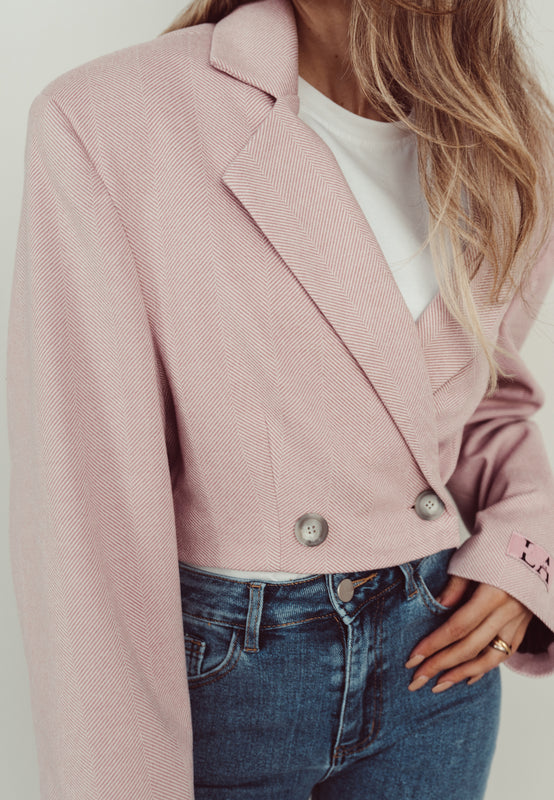 NOELLE - Cropped Oversized Blazer in Light Pink