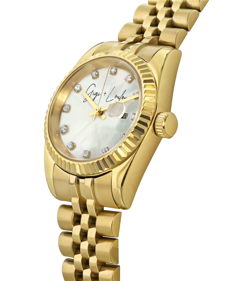 Gigi + Loulou - Gold Watch met Pearl Dial