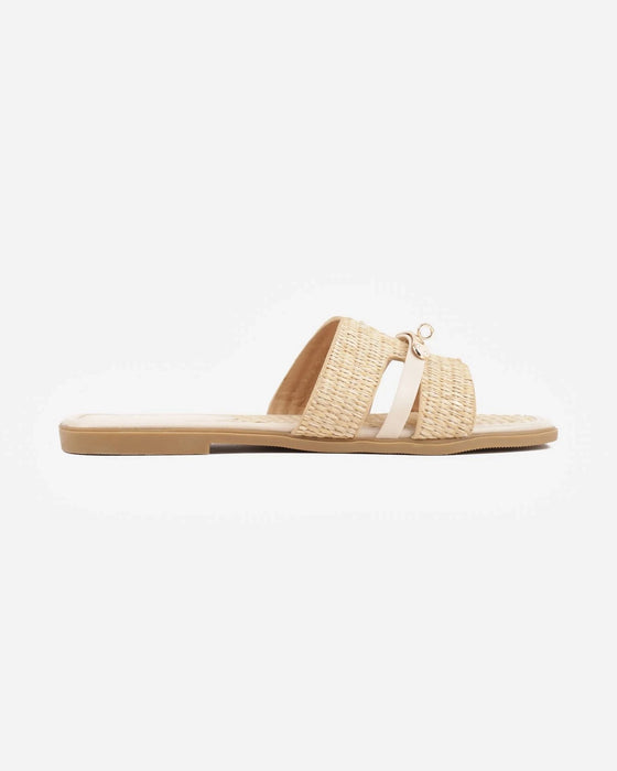 Raffia Sandals in Beige