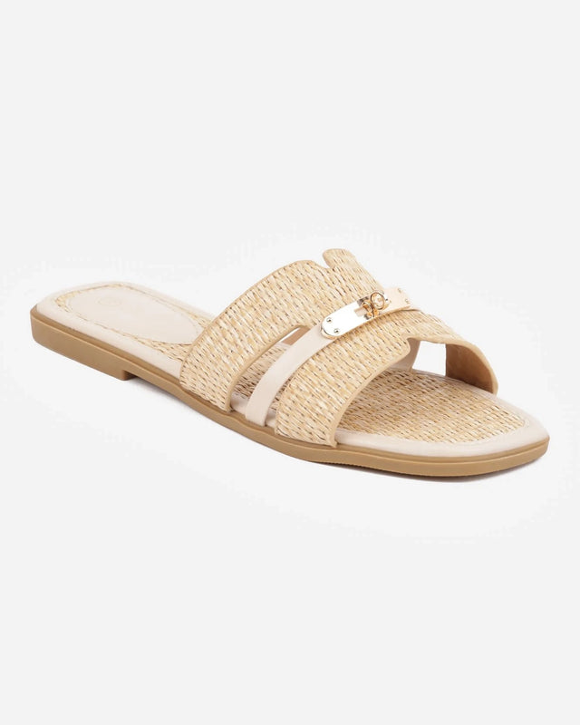 Raffia Sandals in Beige