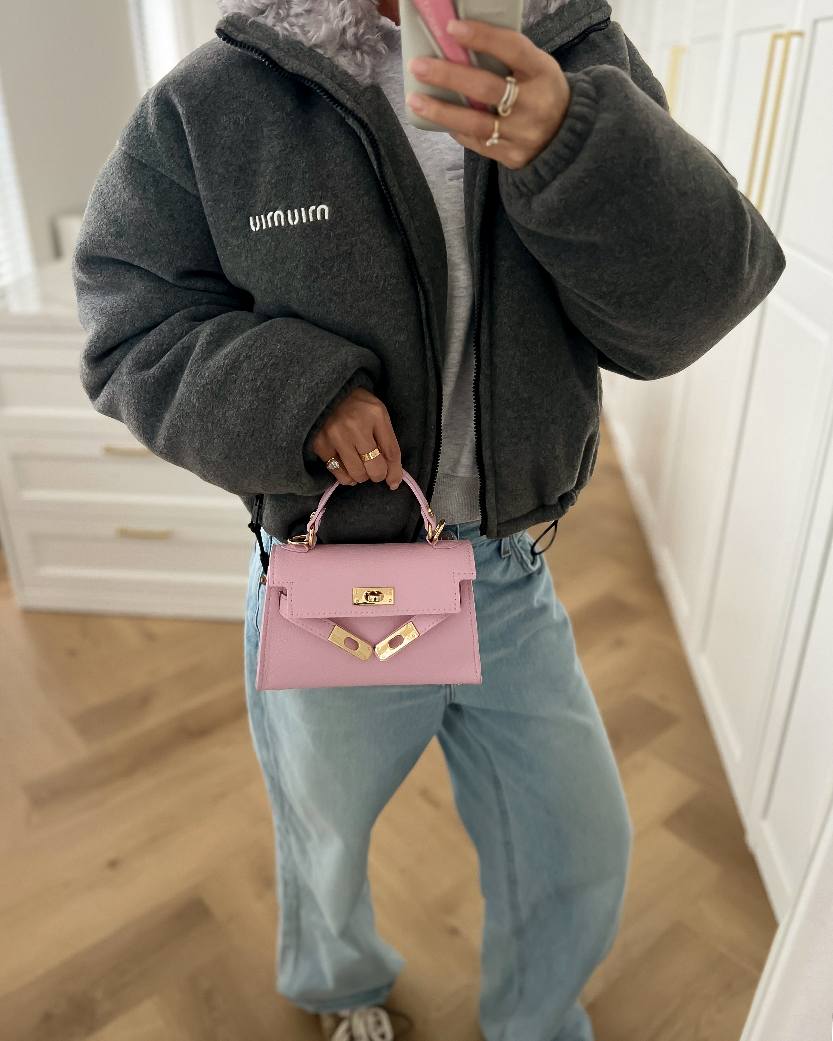 LILY - Mini Real Leather Bag in Light Pink