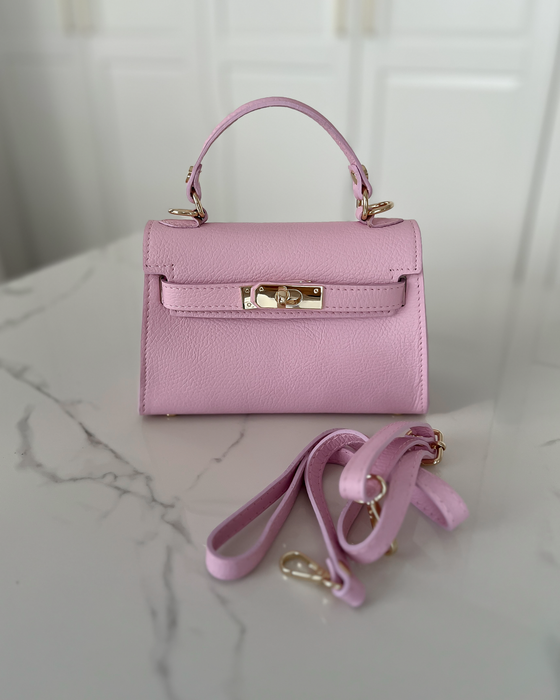 LILY - Mini Real Leather Bag in Light Pink