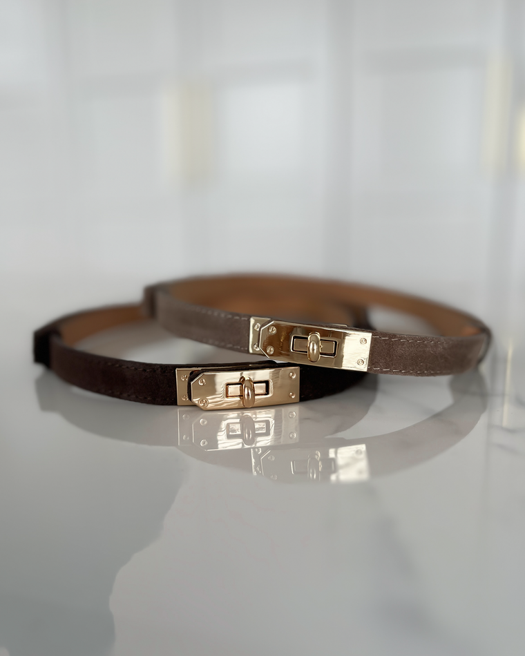 KIKI - Suede Leather Twist Lock Belt
