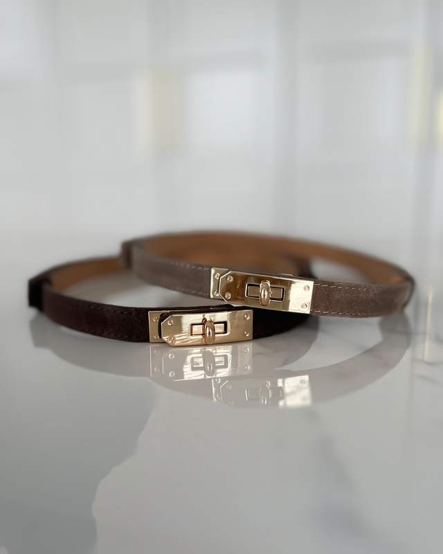 KIKI - Suede Leather Twist Lock Belt
