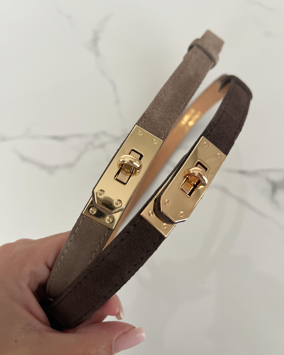 KIKI - Suede Leather Twist Lock Belt