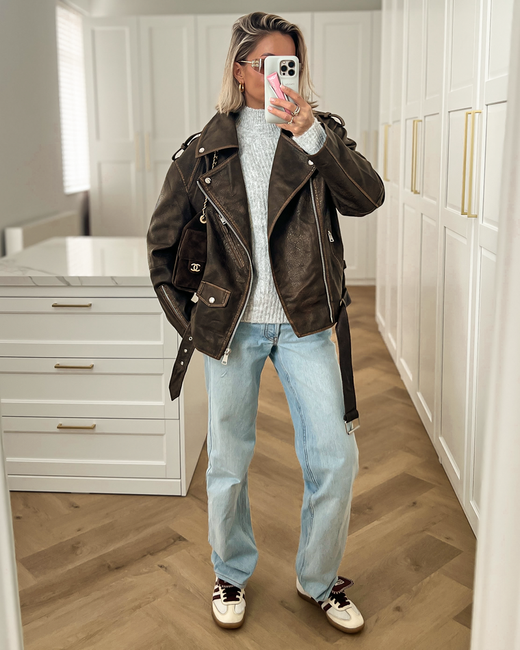 COOPER - Faux Leather Jacket in Brown