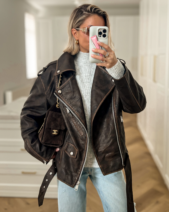 COOPER - Faux Leather Jacket in Brown