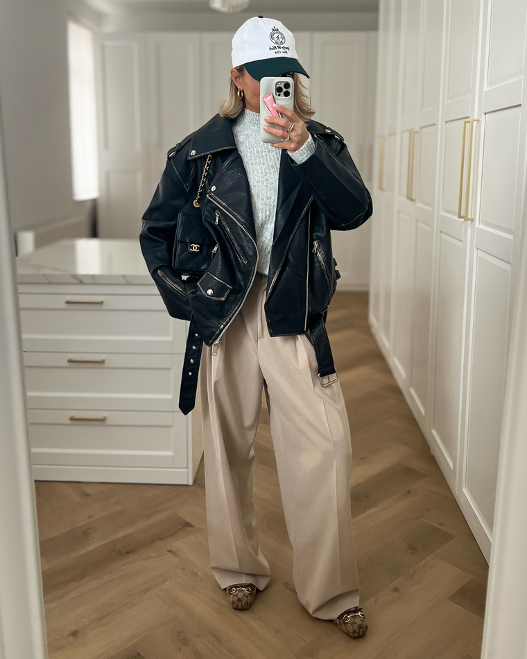 COOPER - Faux Leather Jacket in Black