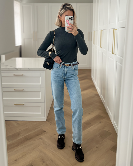 SALE - KIM Turtleneck Long Sleeve Top in Dark Grey