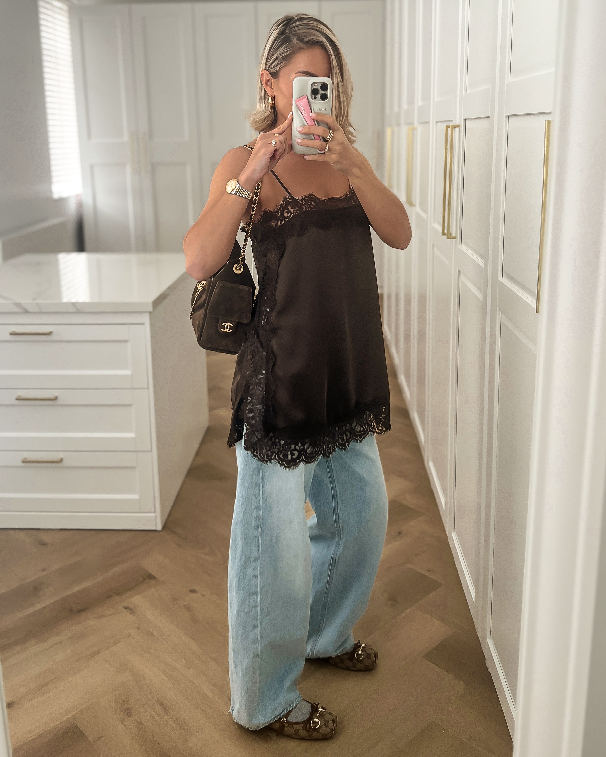 OLIVIA - Lace Cami Top in Brown