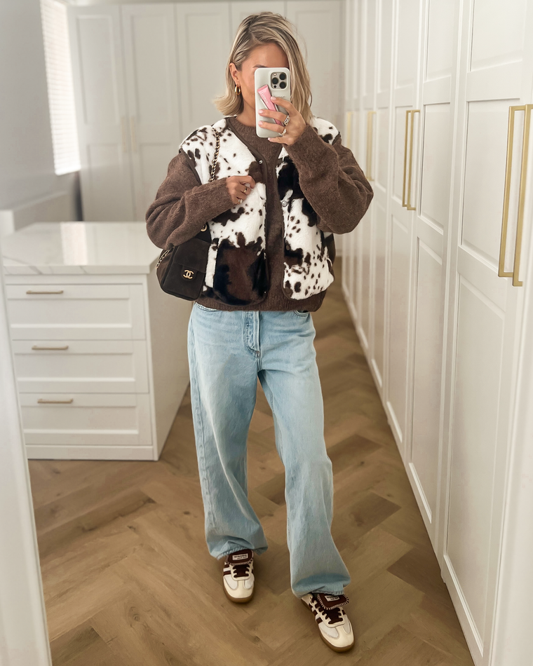 CHARLIE - Faux Fur Gilet in Cow Print