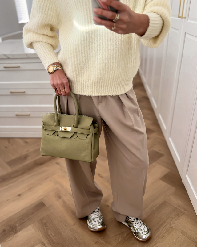 BIRGIT - Small Real Leather Bag in Pistachio Green