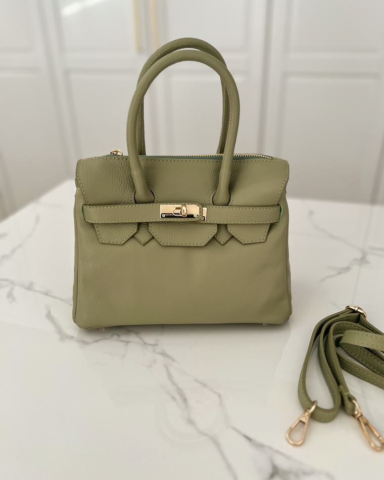 BIRGIT - Small Real Leather Bag in Pistachio Green