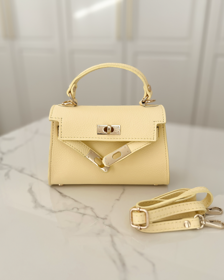 LILY - Mini Real Leather Bag in Butter Yellow