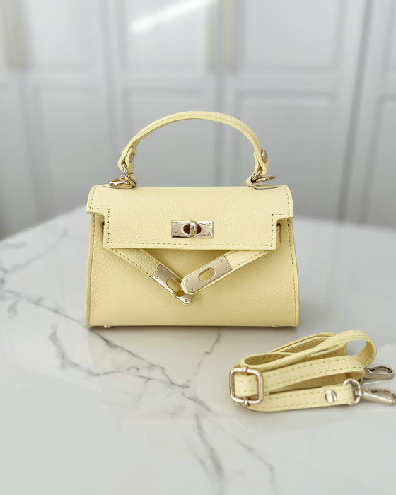 LILY - Mini Real Leather Bag in Butter Yellow