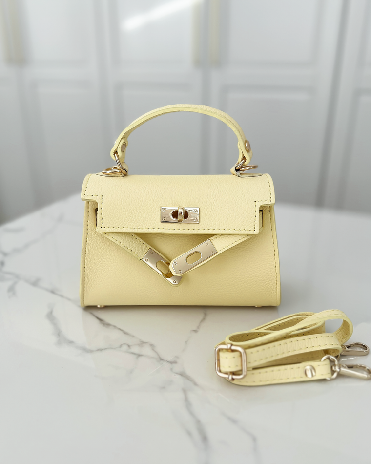 LILY - Mini Real Leather Bag in Butter Yellow