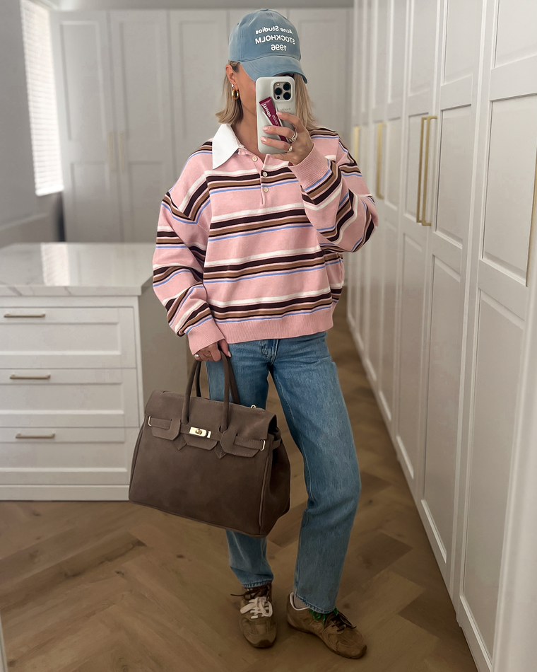 BIRGIT - Large Real Suede Leather Bag in Taupe