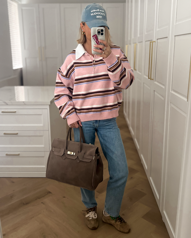 BIRGIT - Large Real Suede Leather Bag in Taupe