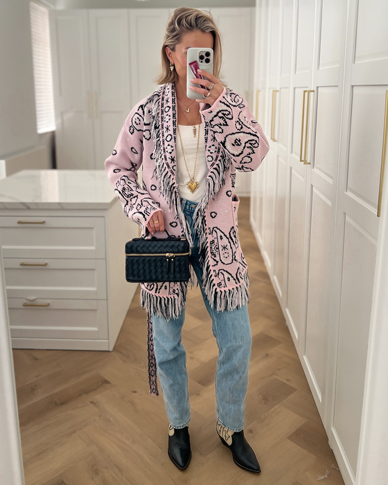 SALE - AYANA Jacquard Cardigan in Light Pink
