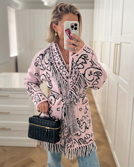 SALE - AYANA Jacquard Cardigan in Light Pink