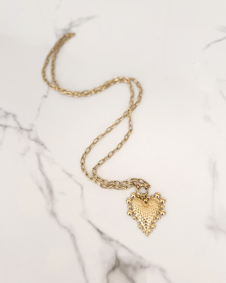 Heart Long Necklace in Gold