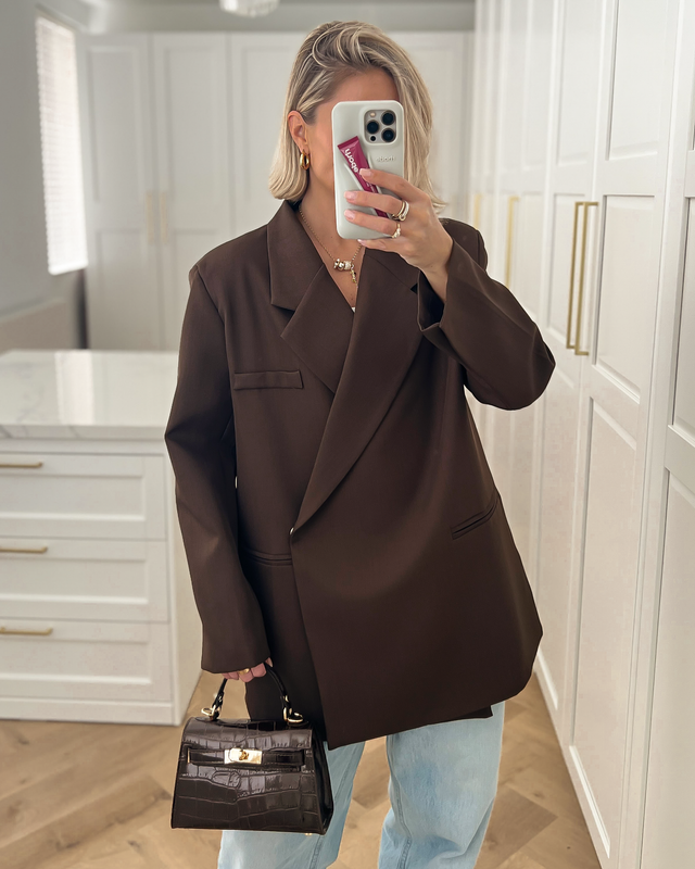 DREW - Oversized Blazer in Brown
