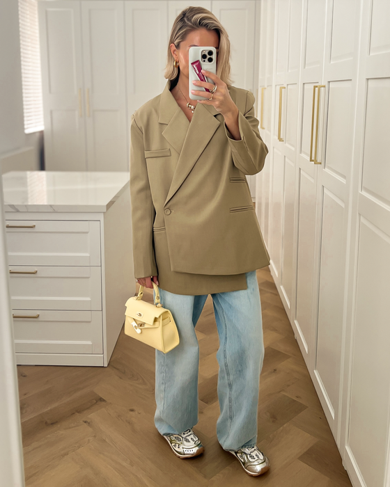 RYDER - Oversized Asymmetric Blazer in Khaki