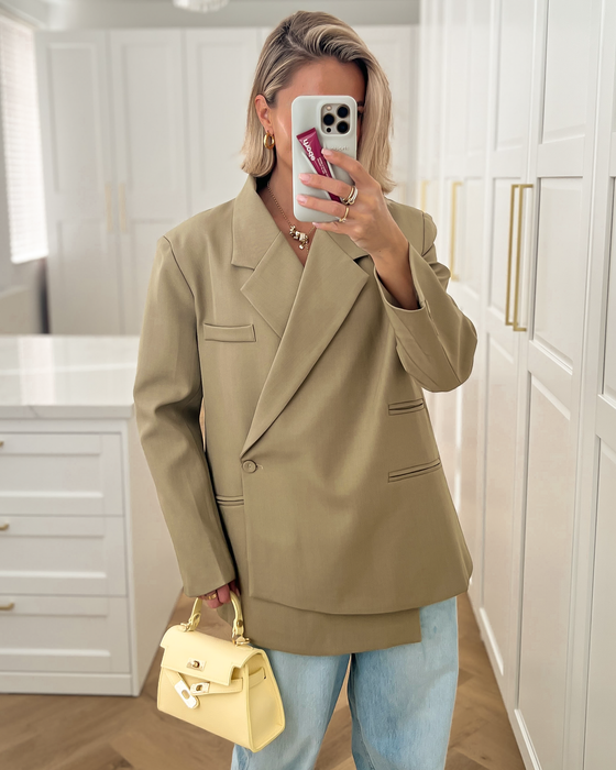 RYDER - Oversized Asymmetric Blazer in Khaki