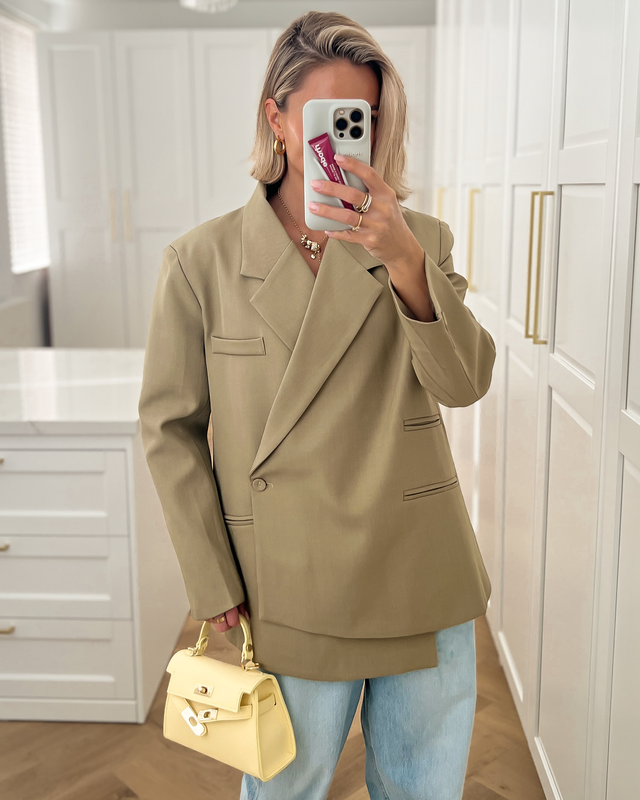 RYDER - Oversized Asymmetric Blazer in Khaki