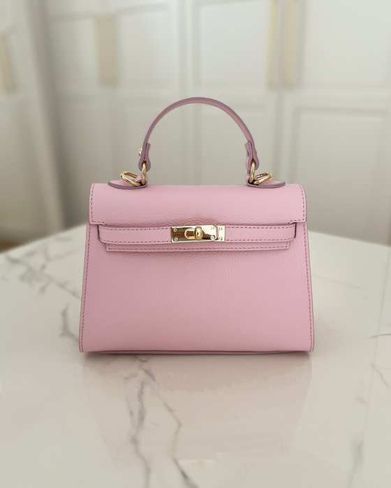 KELSEY - Small Real Leather Bag in Light Pink