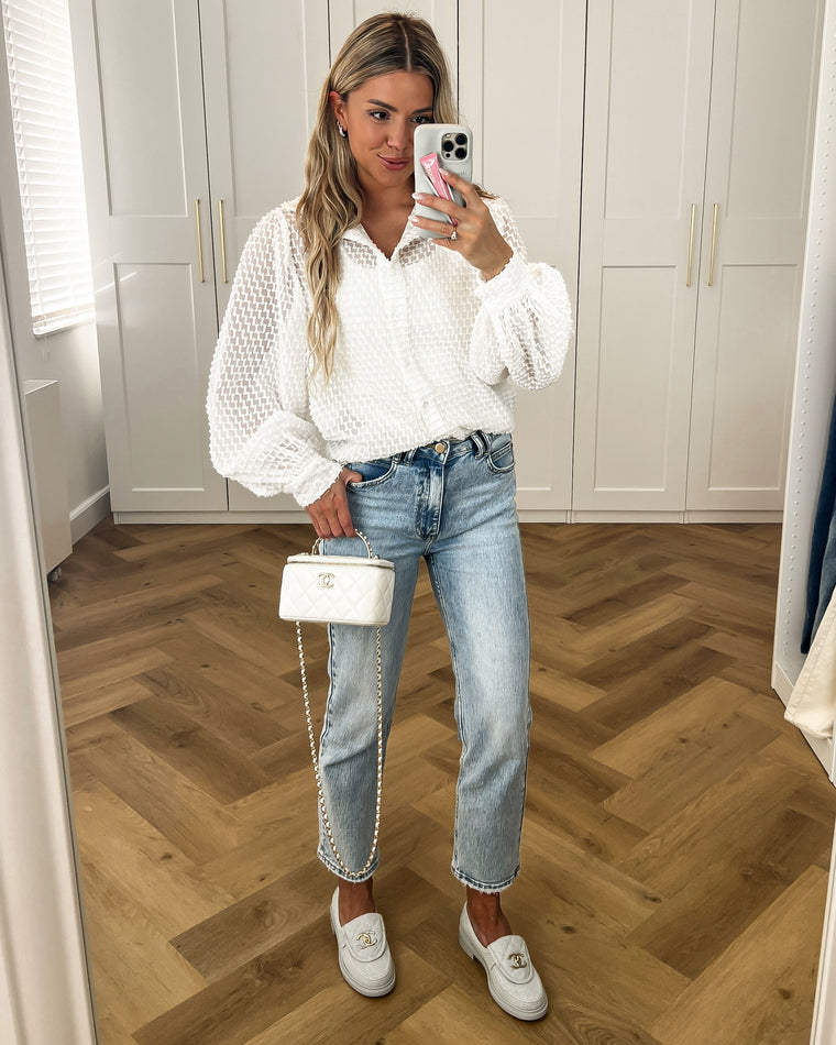 MAXIME - Texture Blouse in Off White