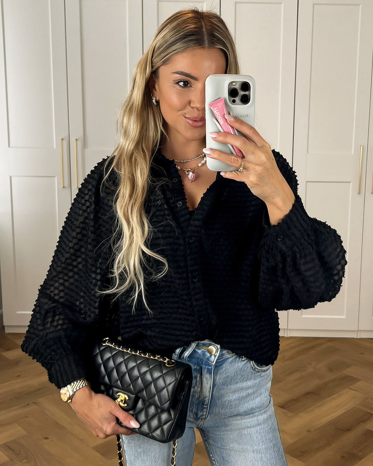 MAXIME - Texture Blouse in Black