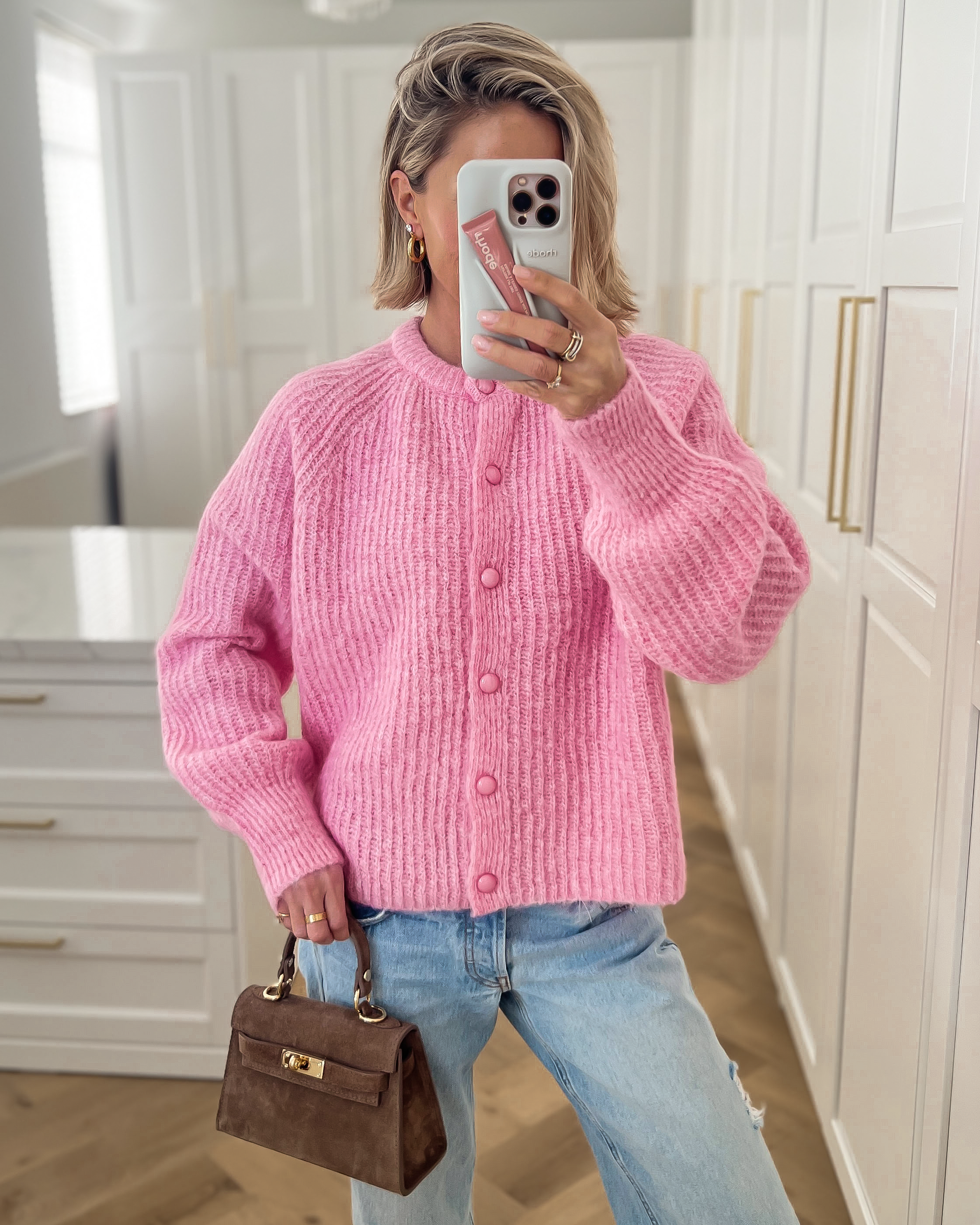 LIV - Cardigan in Peonie Pink