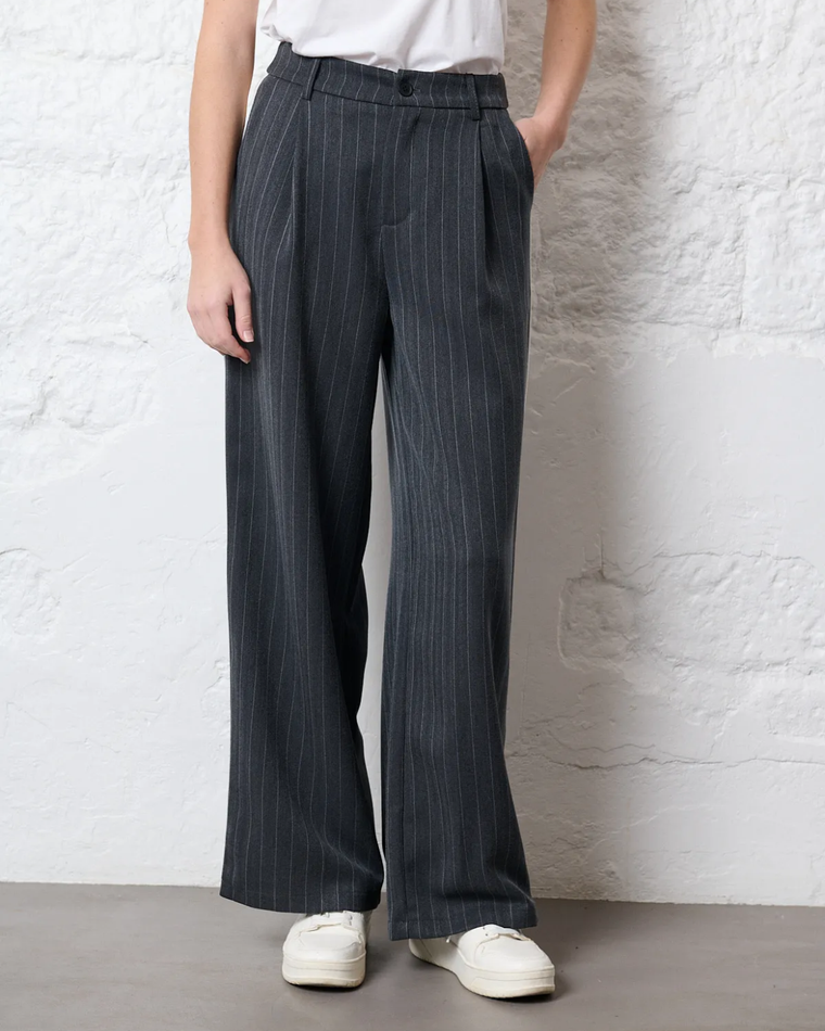 SALE - MAEVE Side Stripe Pantalon in Pinstripe Grey