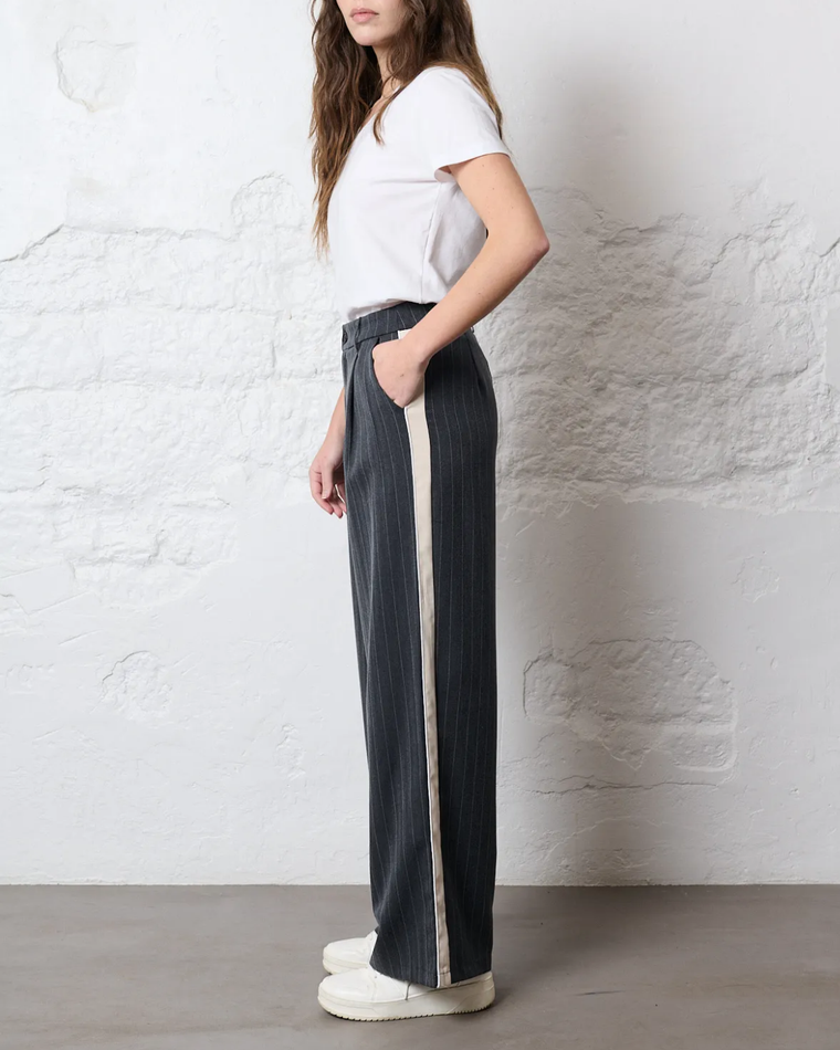 SALE - MAEVE Side Stripe Pantalon in Pinstripe Grey