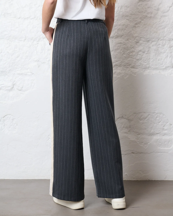 SALE - MAEVE Side Stripe Pantalon in Pinstripe Grey