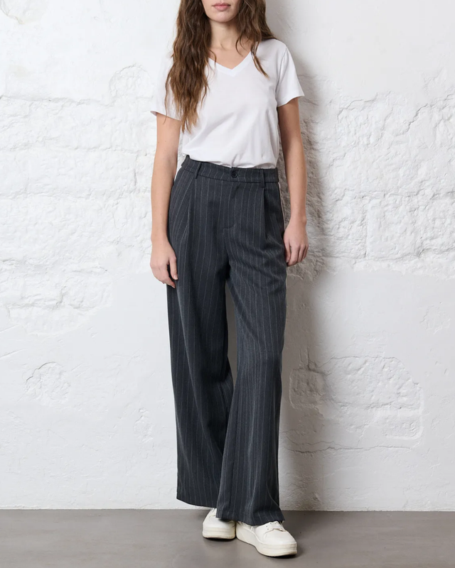 SALE - MAEVE Side Stripe Pantalon in Pinstripe Grey