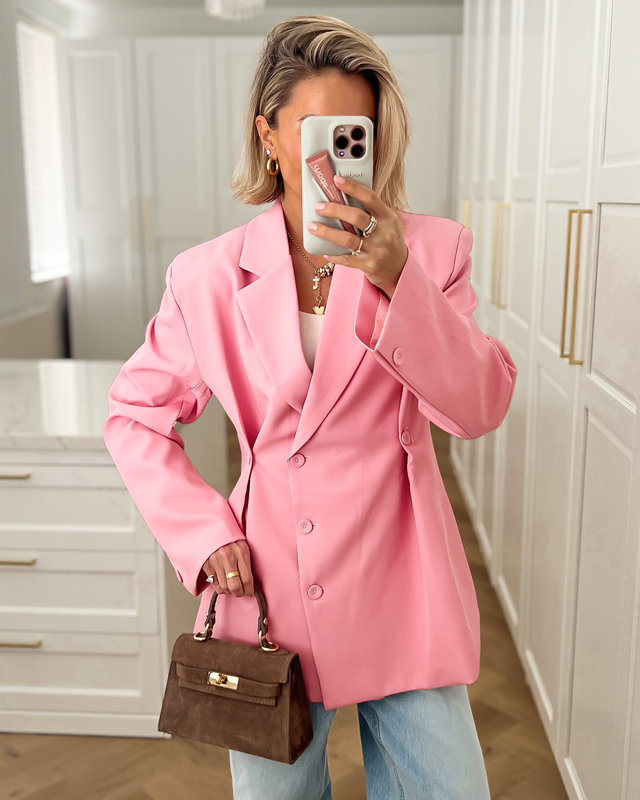 QUINN - Cinched Blazer in Peonie Pink