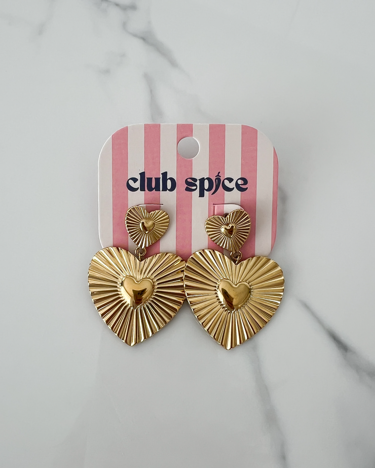 Double Heart Earrings in Gold