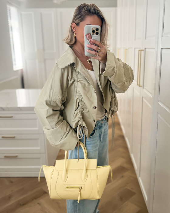 HAILEY - Drawstring Bomber Jacket in Khaki