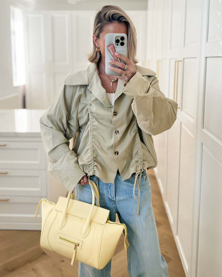 HAILEY - Drawstring Bomber Jacket in Khaki