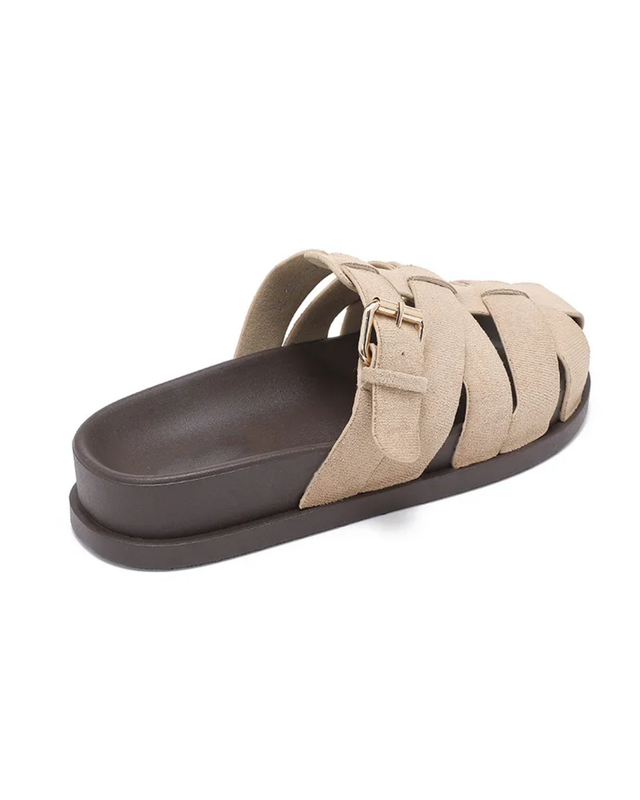 Fisherman Faux Suede Mules in Natural
