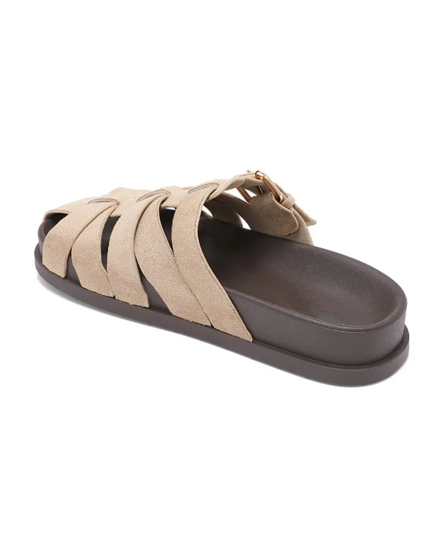 Fisherman Faux Suede Mules in Natural