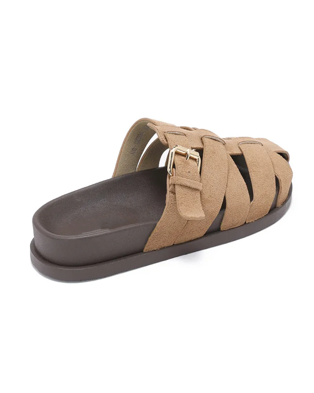 Fisherman Faux Suede Mules in Hazel Brown