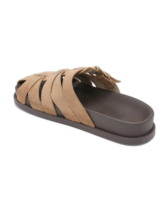 Fisherman Faux Suede Mules in Hazel Brown