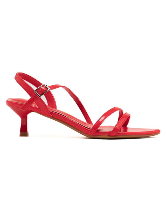 Thin Strap Kitten Heels in Red