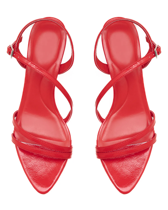 Thin Strap Kitten Heels in Red